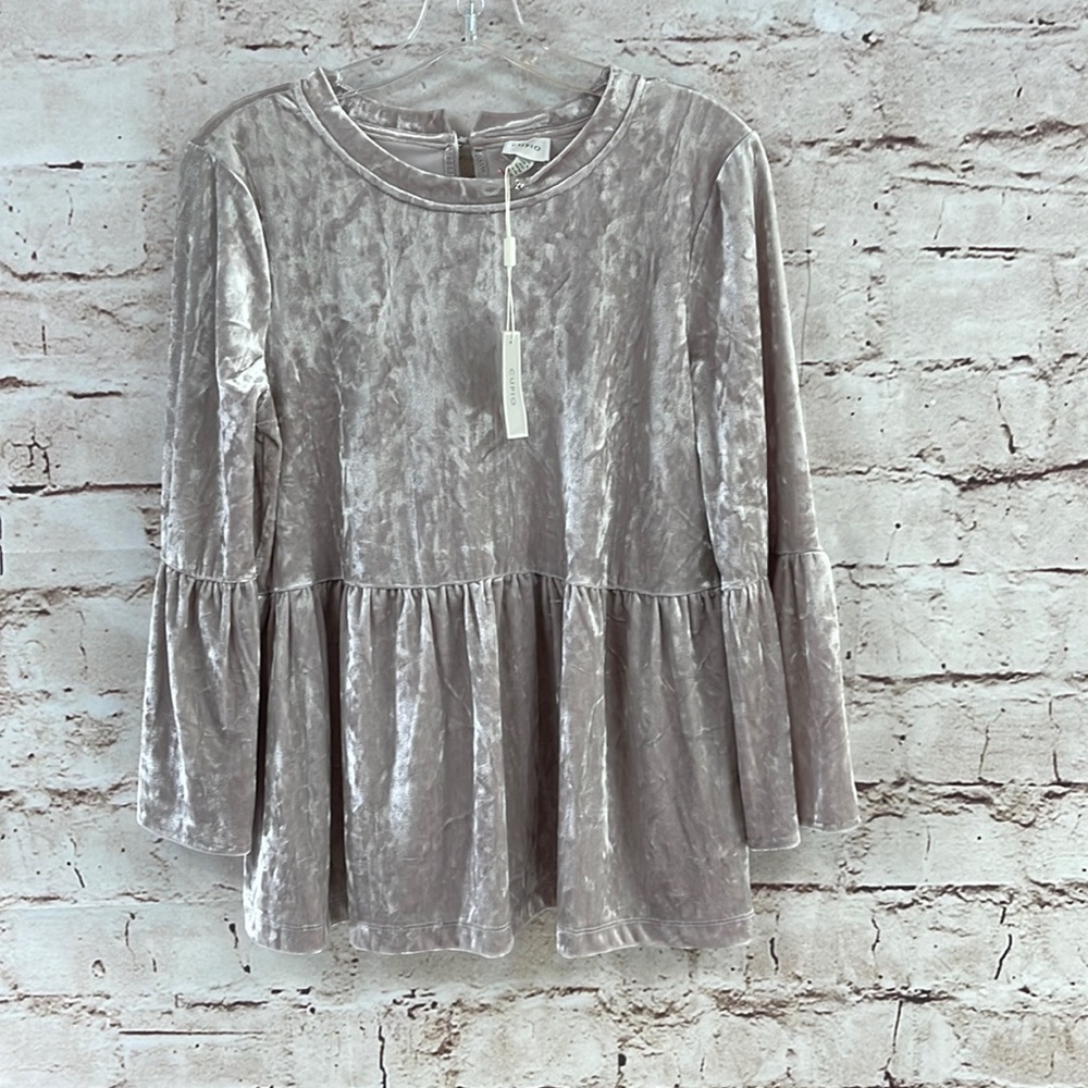 Cupio Crushed Velvet Stretch Top NWT